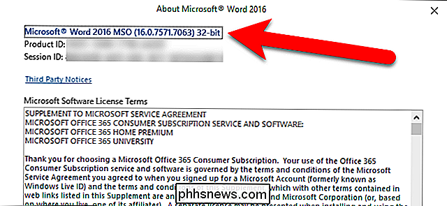 Hoe weet u welke versie van Microsoft Office u gebruikt (en of het een 32-bits of een 64-bits versie is)