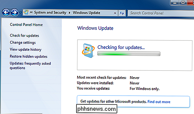 aggiornamento di Windows in Windows OS 7