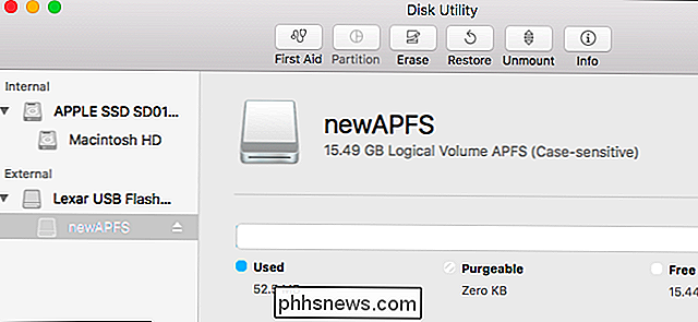 Een schijf formatteren met het APFS-bestandssysteem op macOS Sierra