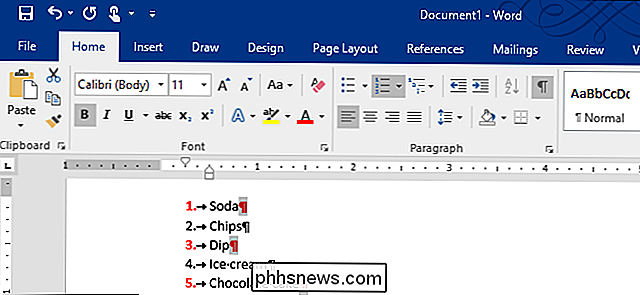 Come formattare i numeri o gli elenchi puntati in un elenco in Microsoft Word