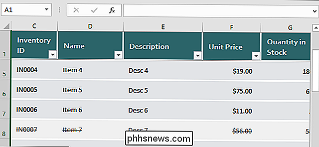 Rijen en kolommen in Excel invouwen en ontgrendelen