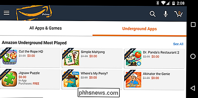Gratis aankopen van in-app-aankopen met Amazon Underground op Android