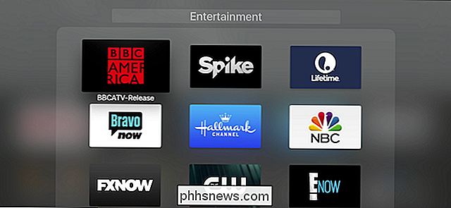 Apple TV-apps in mappen samenstellen