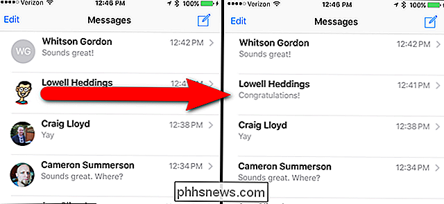 Cómo ocultar fotos de contactos en mensajes en el iPhone