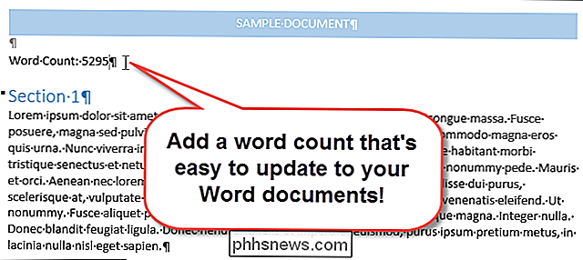 Slik setter du inn et Word Count i ditt Word-dokument
