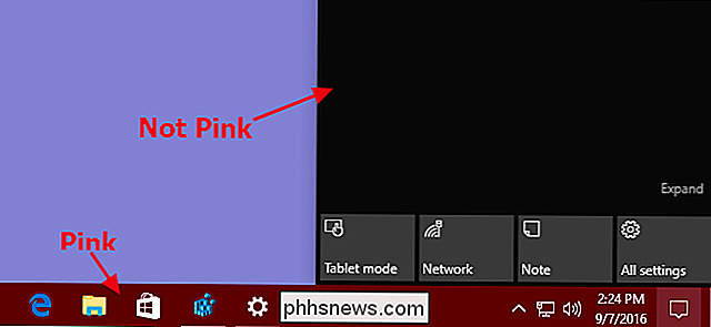 Het menu Start en het voorgrondcentrum van Windows 10 zwart houden tijdens het gebruik van een aangepaste accentkleur