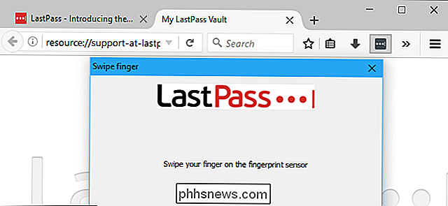 Inloggen op uw LastPass-wachtwoord Kluis met uw vingerafdruk in Windows