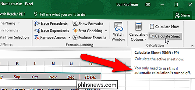 Jak ručně vypočítat pouze aktivní list v aplikaci Excel