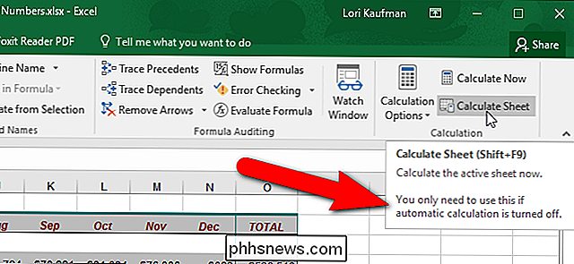 Cómo calcular manualmente solo la hoja de trabajo activa en Excel