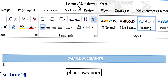 Cómo abrir un archivo de copia de seguridad en Word