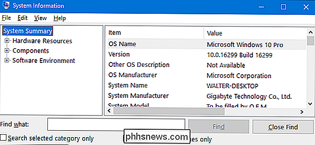 Het systeeminformatiepaneel openen op Windows 10 of 8