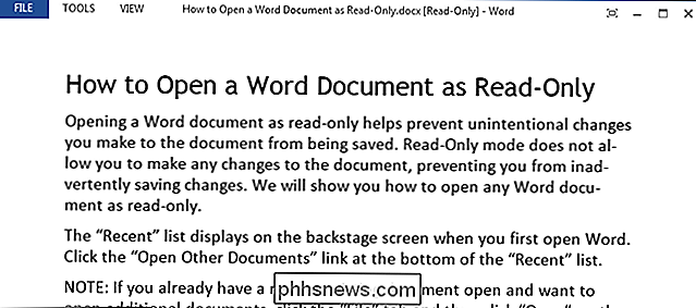 Otevření dokumentu ve formátu Word pouze jako čtení
