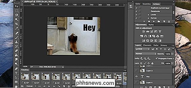Sådan overlejres tekst (eller noget andet) over animerede GIF'er i Photoshop