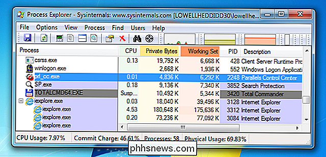 Een Windows-toepassing onderbreken of hervatten met Process Explorer