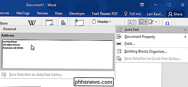 Jak rychle vložit bloky textu v aplikaci Microsoft Word s automatickým textem