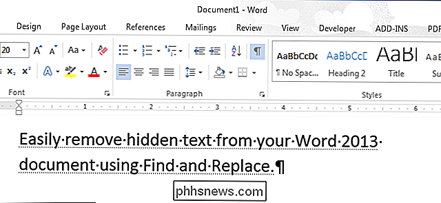 Come rimuovere rapidamente testo nascosto da un documento in Word