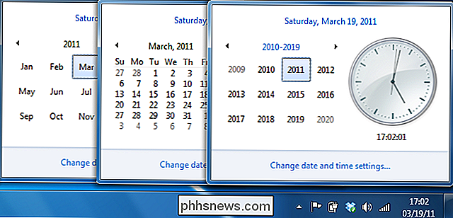 Snel overschakelen naar een andere maand of jaar in de Windows 7-kalender