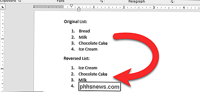 Een genummerde of lijst met opsommingstekens omkeren in Microsoft Word