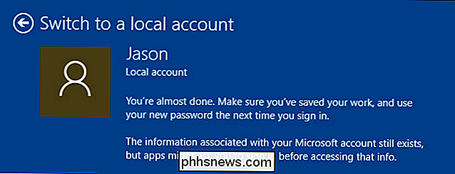 Come ripristinare l'account di Windows 10 a uno locale (dopo il Windows Store dirotta)