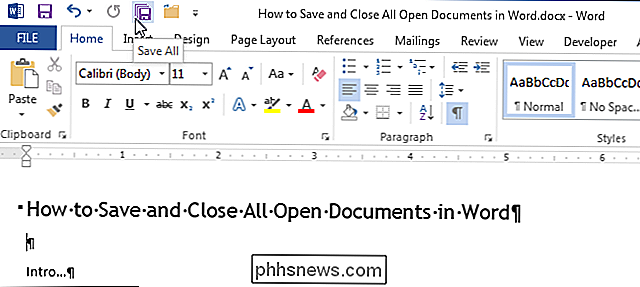 Jak uložit a zavřít všechny otevřené dokumenty v aplikaci Word