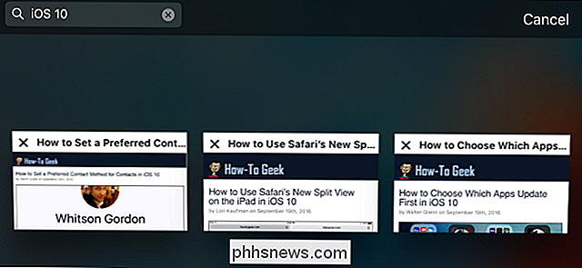 Zoeken naar specifieke tabbladen in Safari op iOS 10