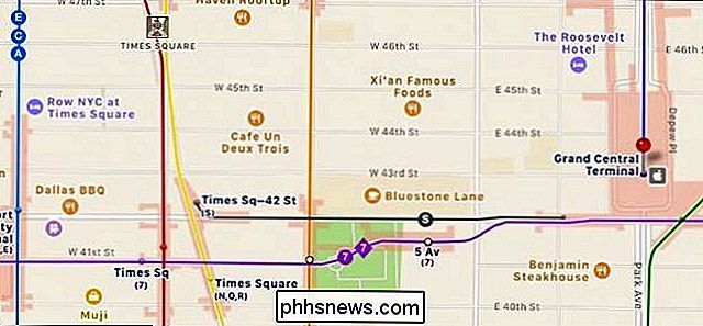 Sådan ses offentlige transitruter eller satellitbilleder i Apple Maps