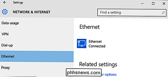 Kaip nustatyti Ethernet ryšį, kaip matuoti Windows 8 ir 10