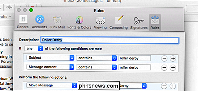 Como configurar regras no Apple Mail