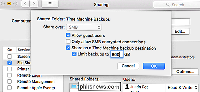 Como configurar o seu Mac para funcionar como um Time Machine em rede