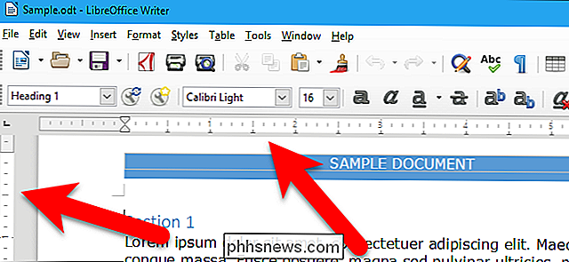 Sådan får du vist og skjul linjalerne i LibreOffice Writer