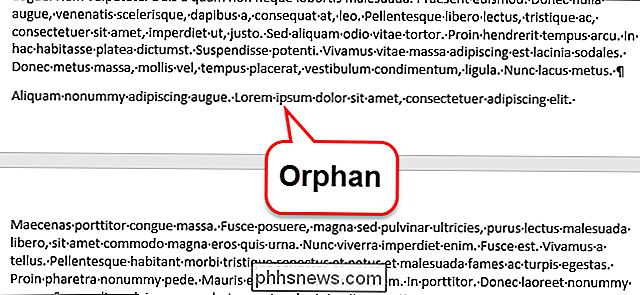 Pagina's stoppen met breken na de eerste regel van een alinea in Microsoft Word