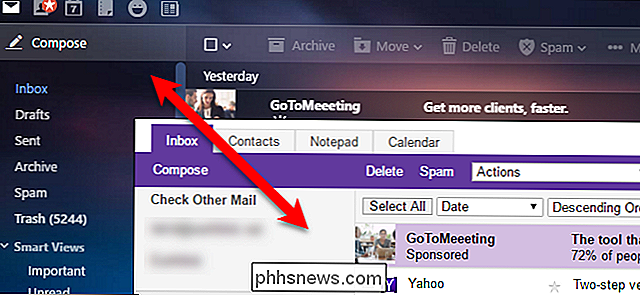 Como alternar entre as versões completa e básica do Yahoo Mail