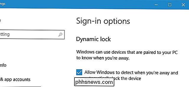 Verrouillage dynamique pour verrouiller automatiquement votre Windows 10 PC