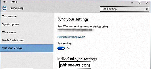 Comprensión de la nueva configuración de sincronización en Windows 10