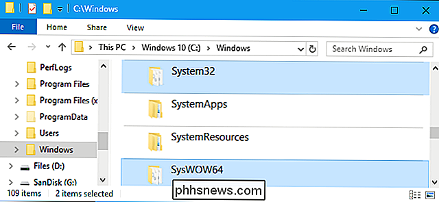 Qual é a diferença entre as pastas “System32” e “SysWOW64” no Windows?