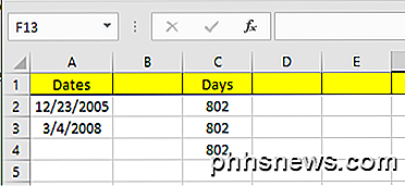 Como subtrair datas no Excel