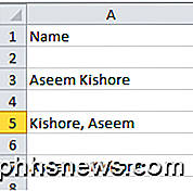 Sådan adskilles første og sidste navne i Excel
